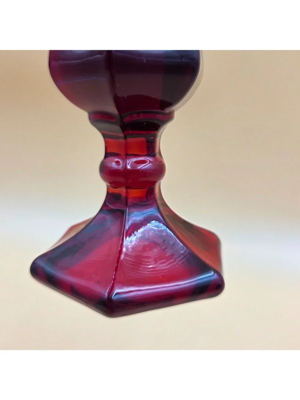 Fostoria Coin Glass Ruby Bud Vase Vintage Pedestal Red Glass